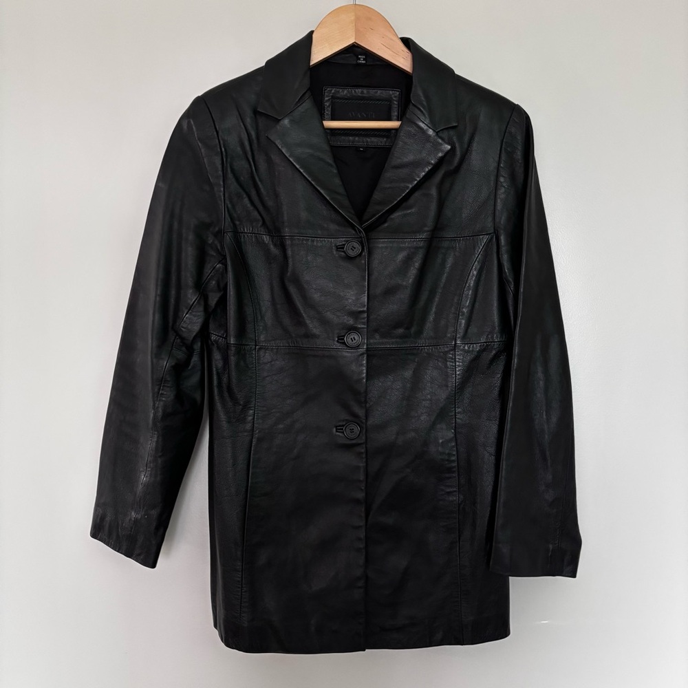 Vintage Avanti New York Black Leather Blazer Jacket Size S‎